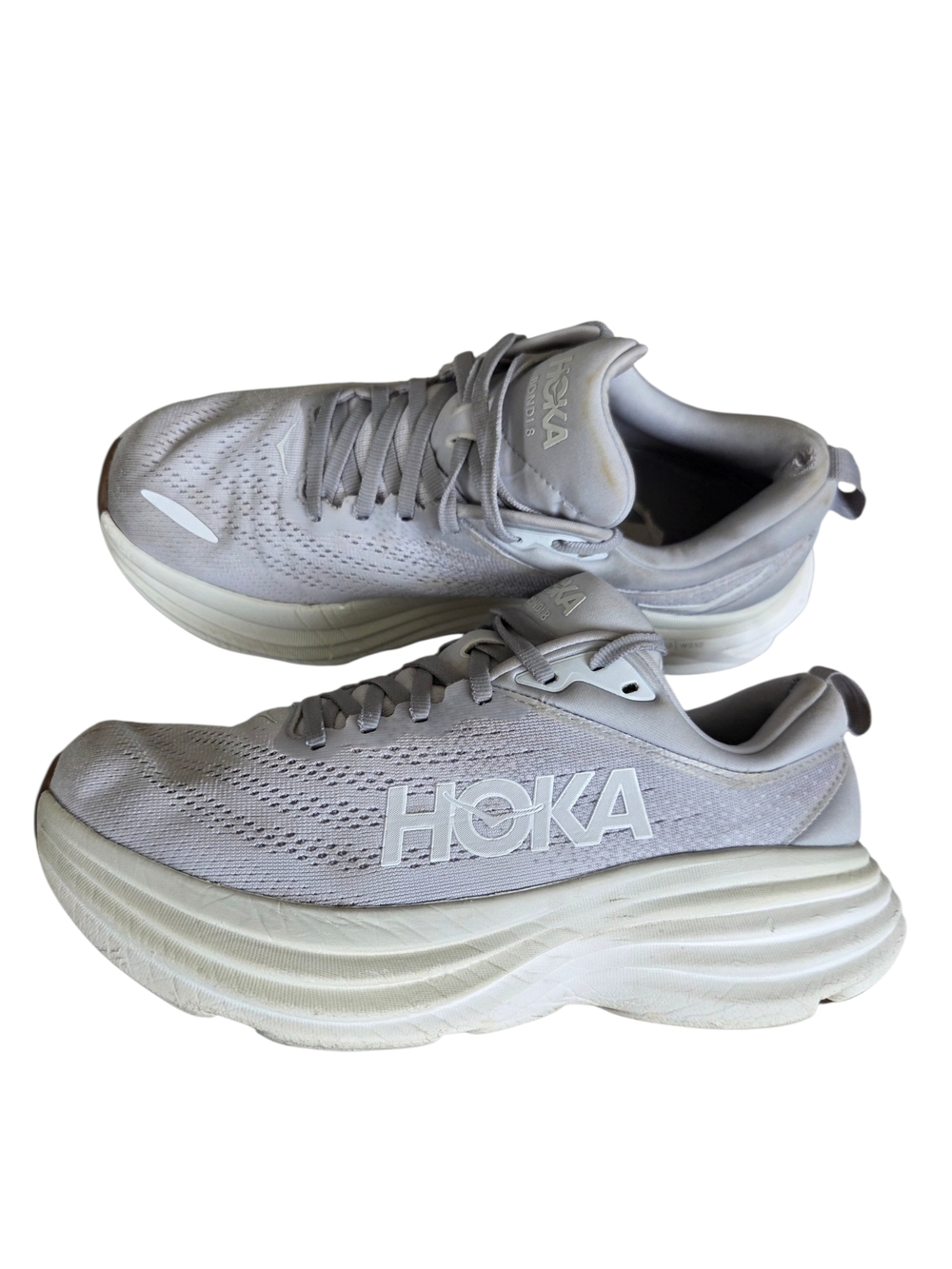 HOKA Bondi 8 Light Gray/White Sz 8 - Picture 2 of 14